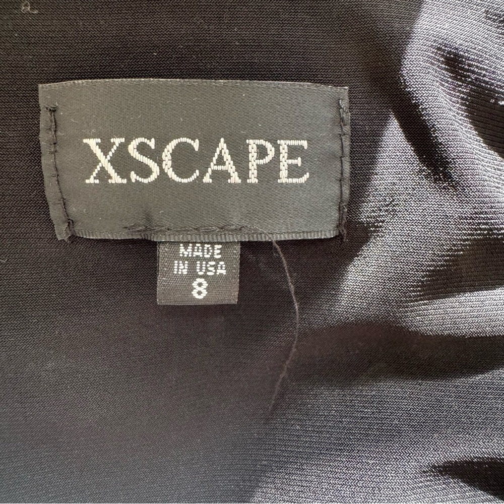 XSCAPE Black Long Sleeve White Silver Bead Embellishment Dress size 8 - Picture 3 of 10